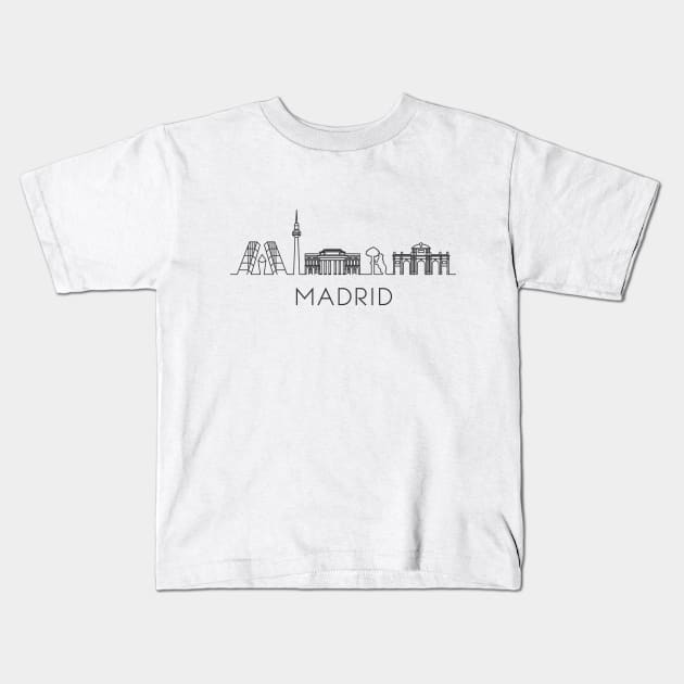 Madrid Skyline Kids T-Shirt by Printadorable